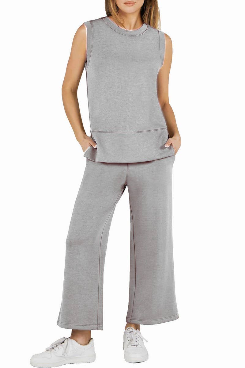 CWSTB1989_SLEEVELESS ROUND NECK STRAIGHT LEG PANTS SET