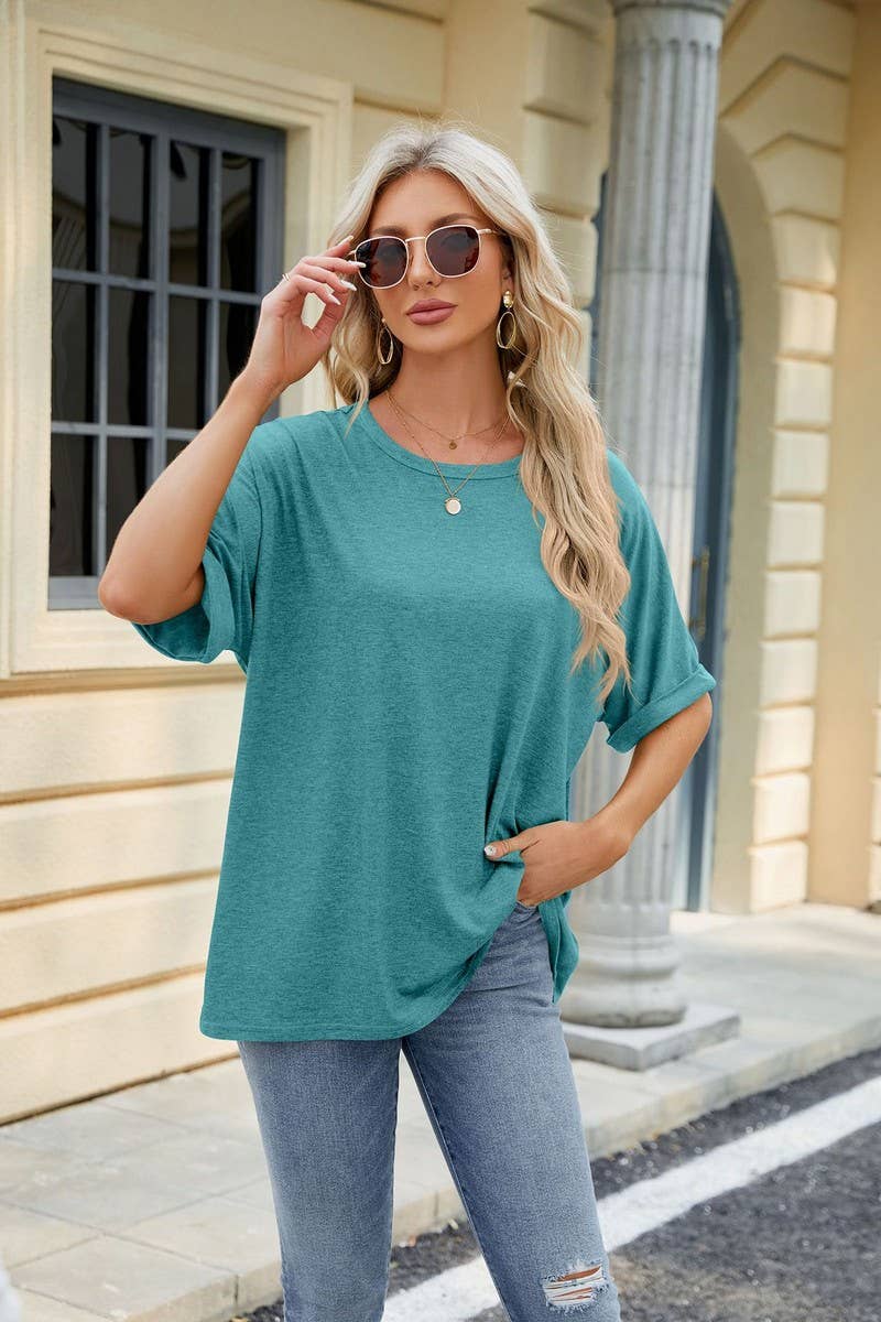 CWTTS0816_Round Neck Short Sleeve Knit Top