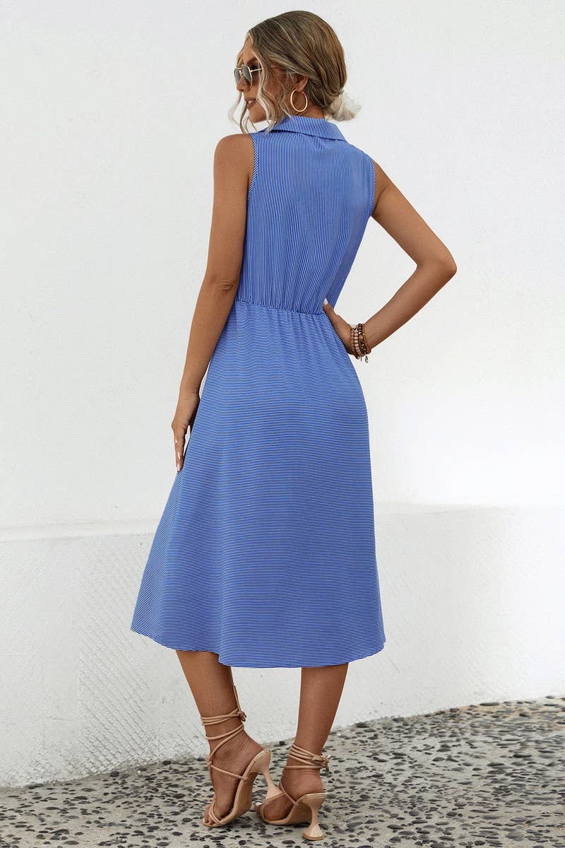 CWDSD4947_SOLID BUTTON CASUAL SHIRT DRESS