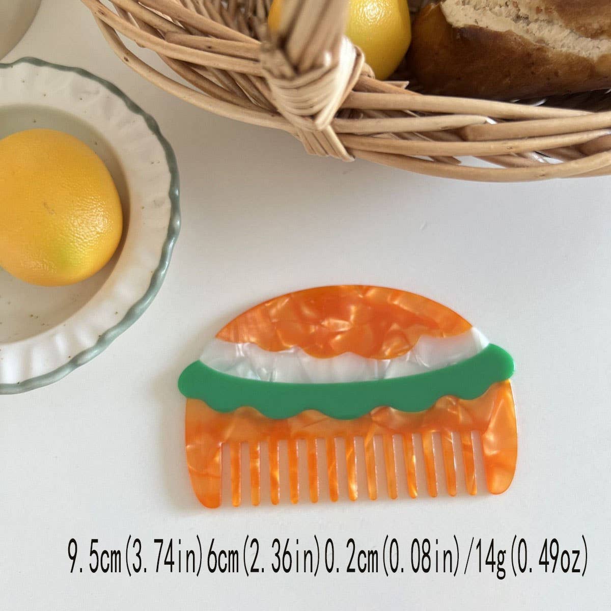 CWAHA07730_CUTE FRUIT ICE CREAM BURGER ACETATE HAIR COMB