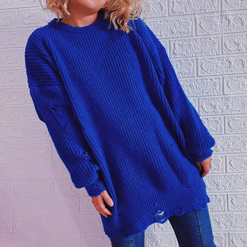 WOSWL1296_Crew Neck Pullover Casual Long Sleeve Sweater