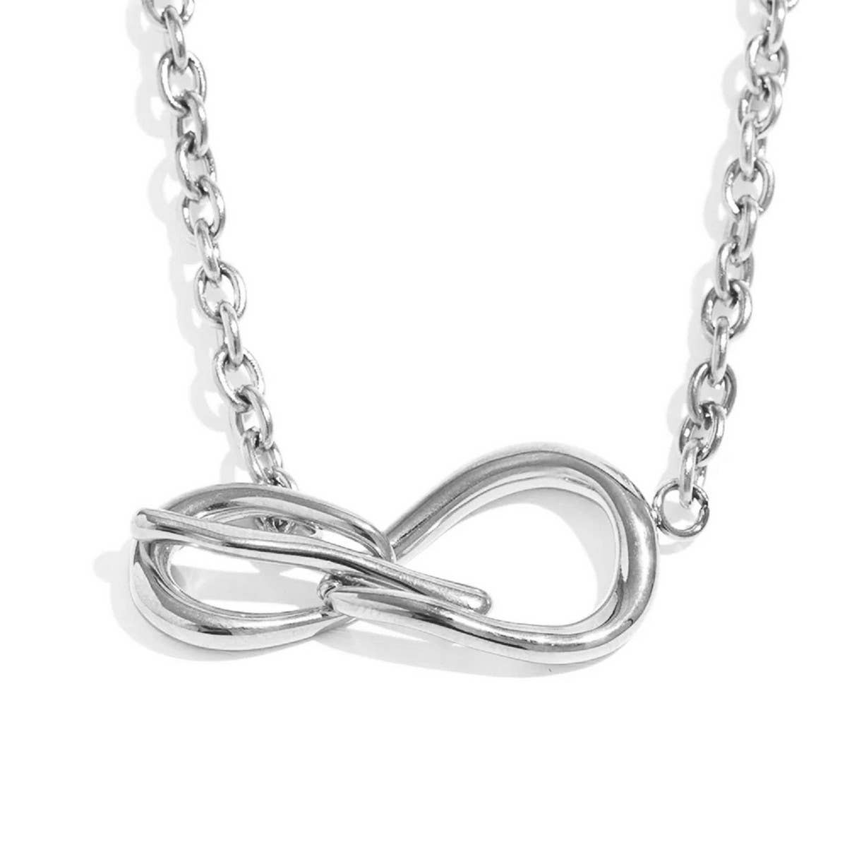 Titanium steel necklace with bow pendant