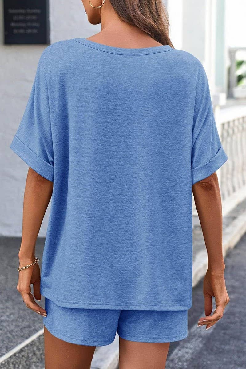 CWSTB2108_CASUAL OVERSIZED TEE AND DRAWSTRING SHORTS SET