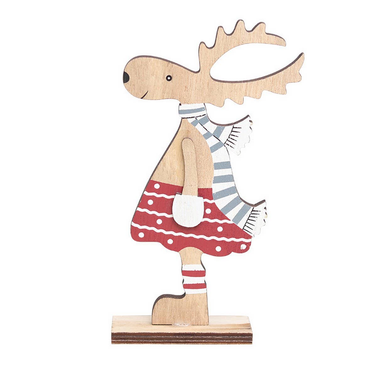 Painted Reindeer Couple Wooden Xmas Ornament_CWAJE05394