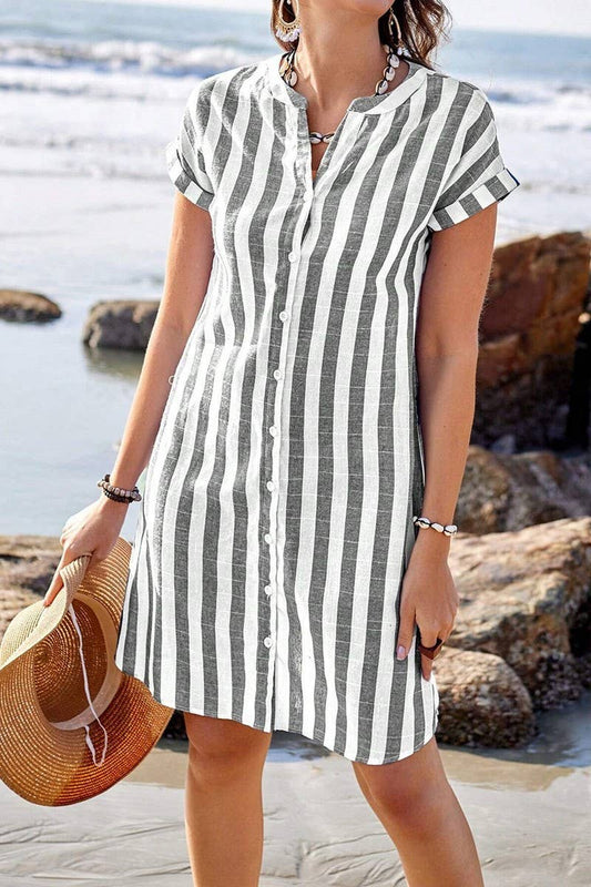 CWTSTS00818_LOOSE AND CASUAL STRIPED SHIRT TOP