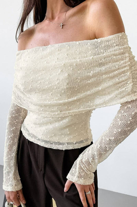 CWTBLL00608_SOLID COLOR JACQUARD KNITTED BOAT NECK TOP