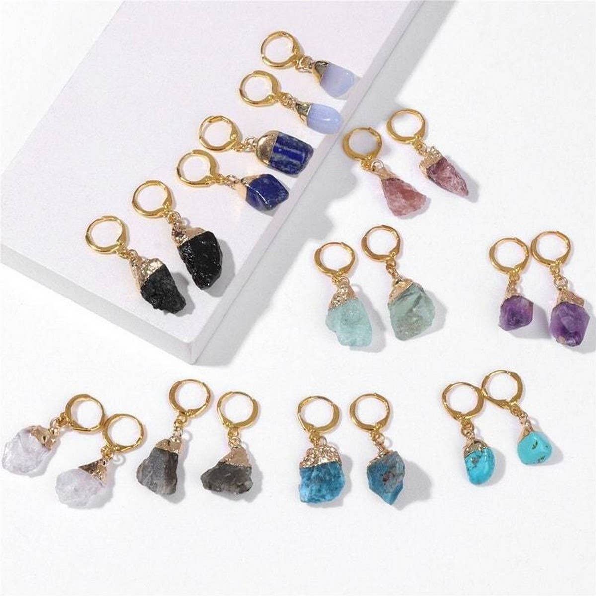 NATURAL STONE AMETHYST ORIGINAL STONE EARRINGS