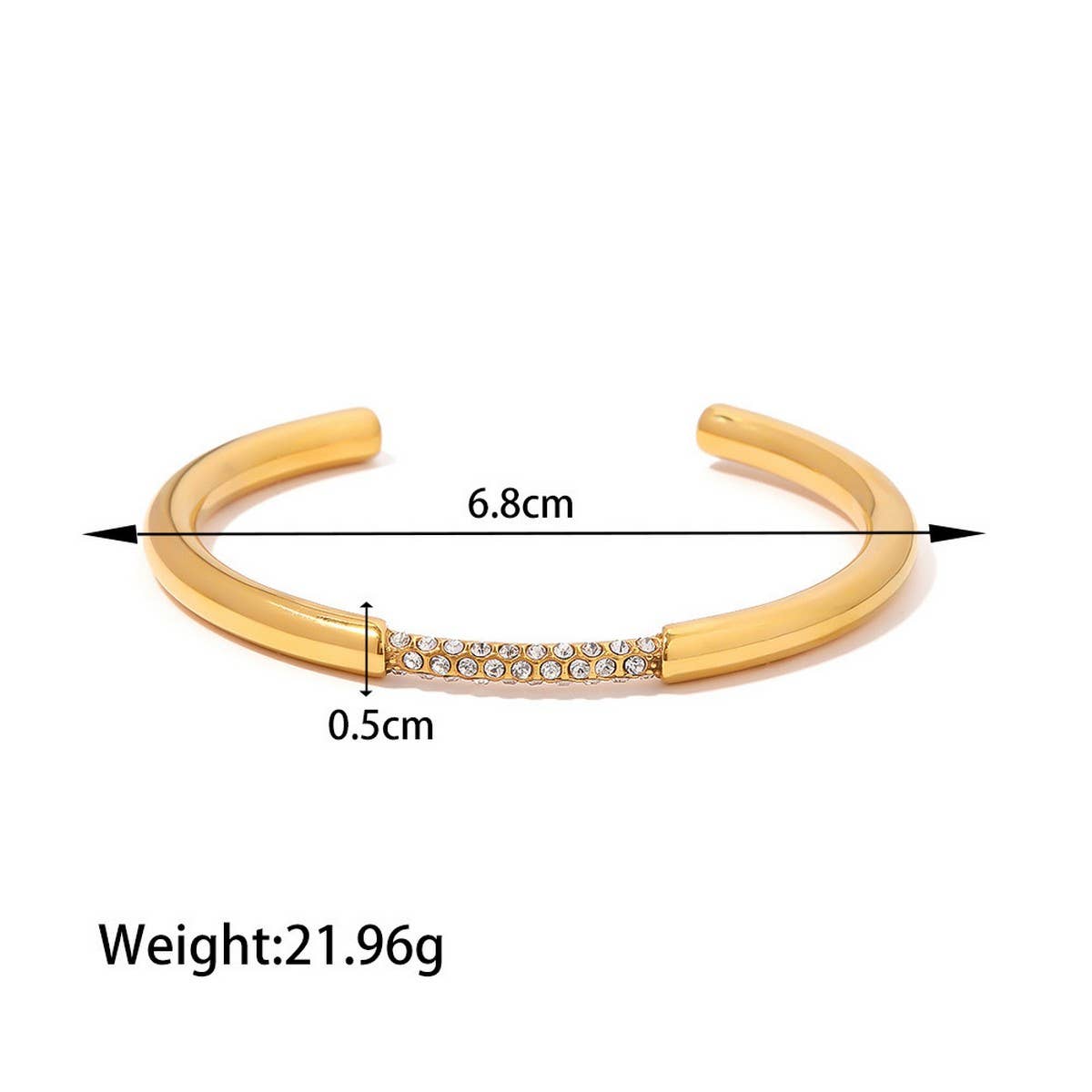 INS Zircon Open Cuff Bracelet in Stainless Steel