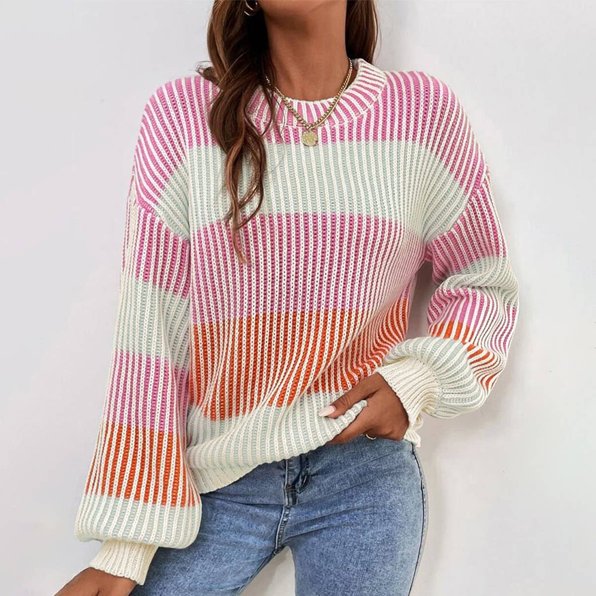 COMMUTE WITH THICK WARM MATCHING COLOR SWEATER