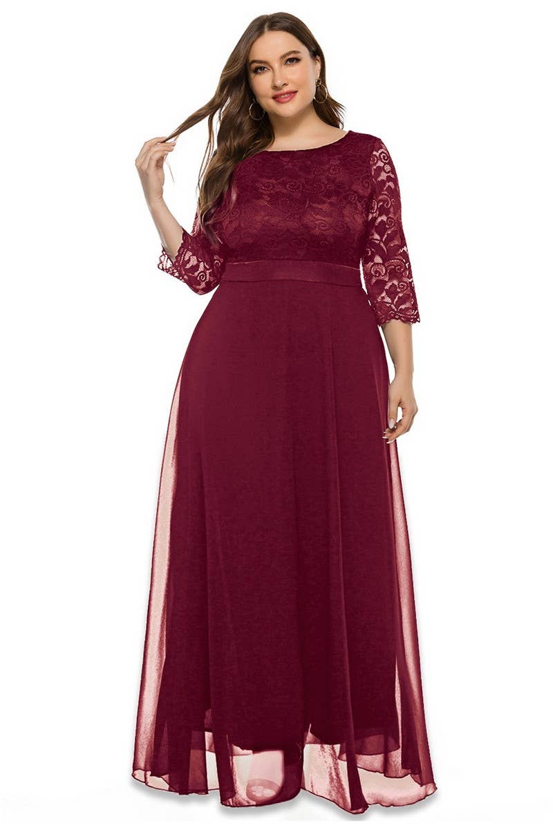 CWDMD3231_PLUS SIZE LACE EVENING DRESS