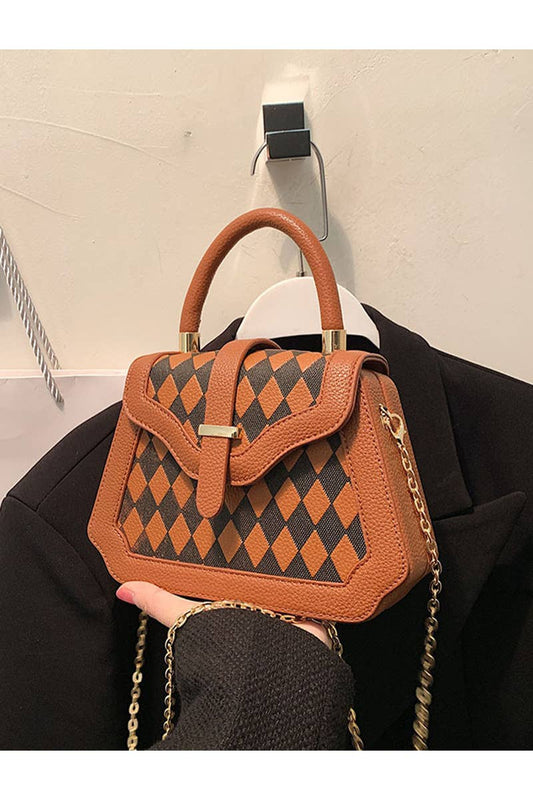 PLAID BOX HANDLE CROSS CHAIN SMALL BAG_CWAB0528