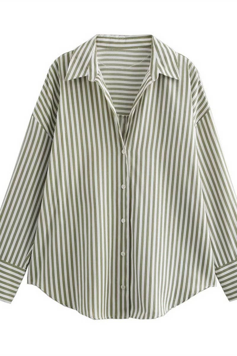 CWTSTL2430_LAPEL STRIPED SATIN DRAPE LONG SLEEVE SHIRT