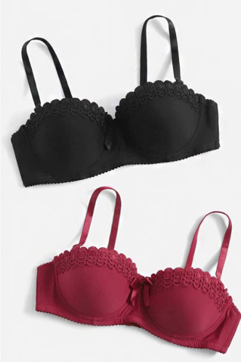 CWMU00277_EMBROIDERED BUTTERFLY UNDERWIRE PUSH UP BRA