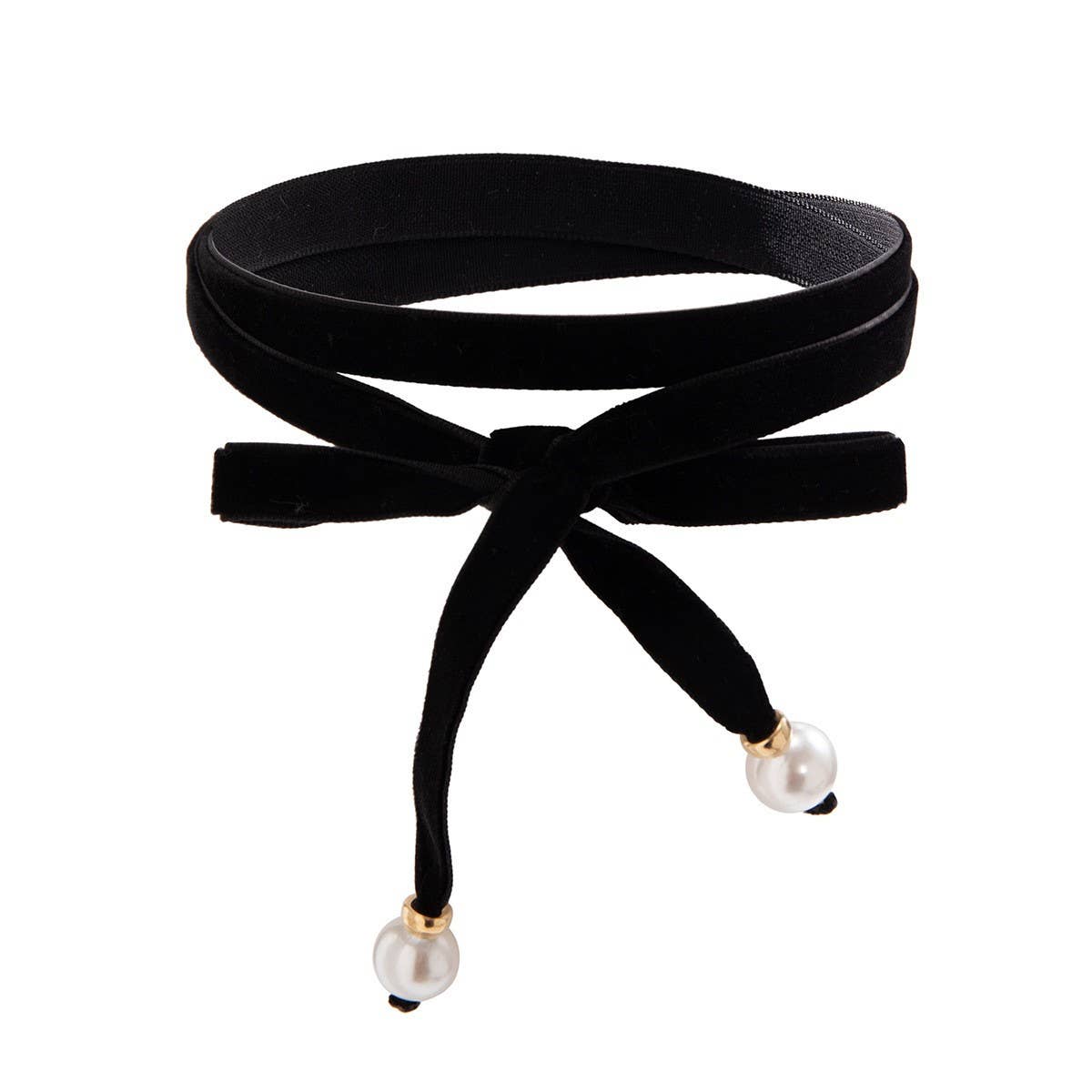 LONG STRAPPY CHOKER WITH PEARL PENDANT TASSEL