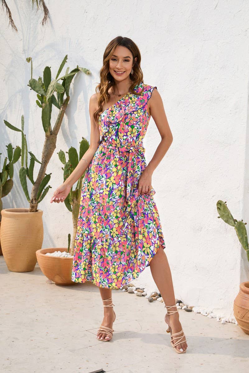 CWDMD2142_PRINTED DRESS WITH STRAPPY SHOULDERS