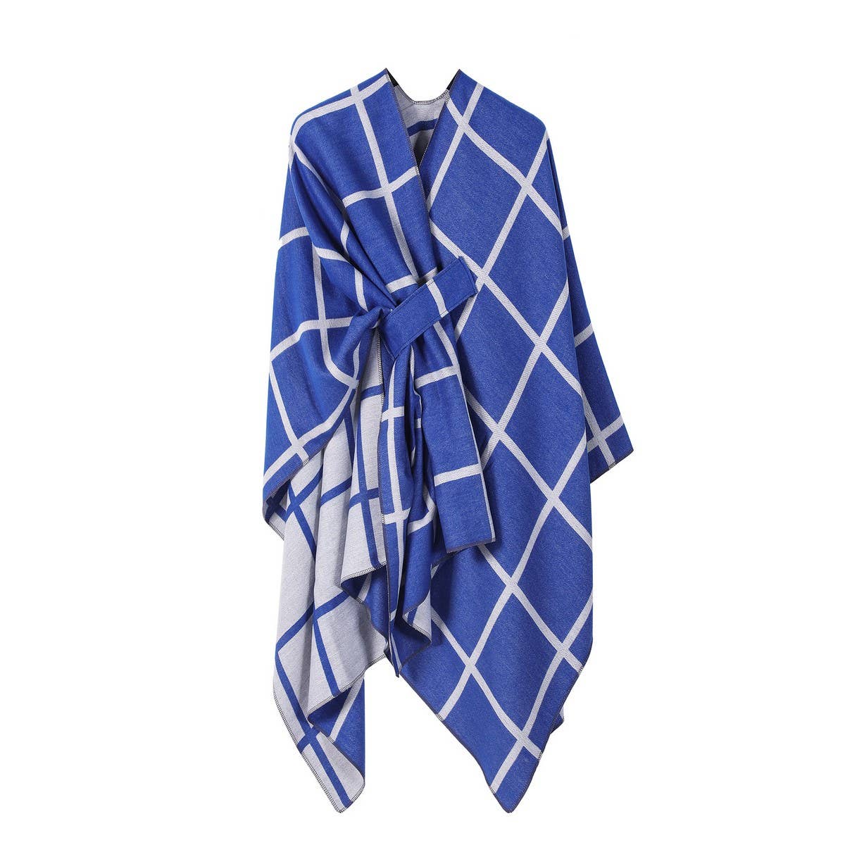 SOLID COLOR PLAID CAPE CLOAK PLAIN SHAWL_CWASC2257