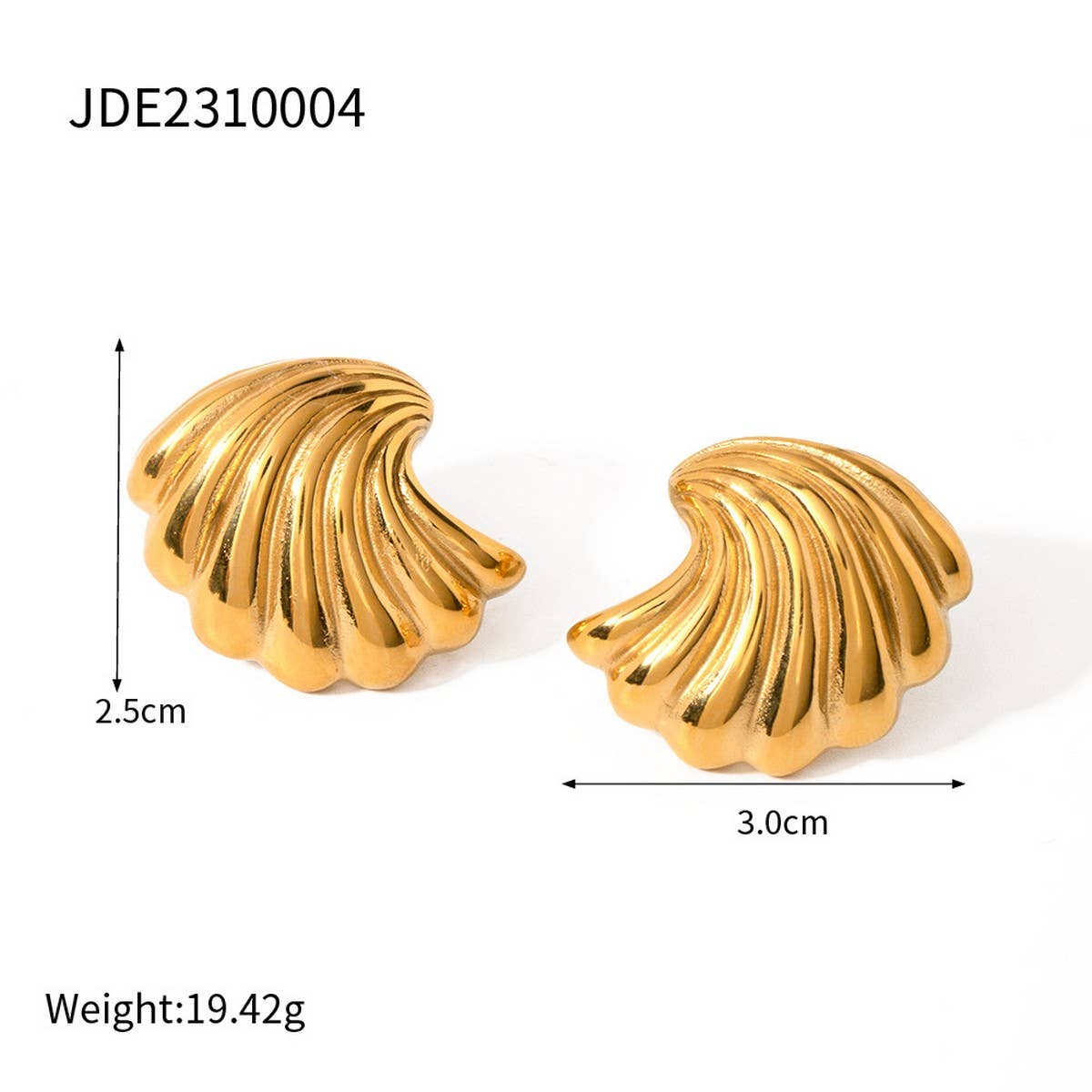 FASHIONABLE GEOMETRIC STRIPED WAVE SHELL EARRINGS
