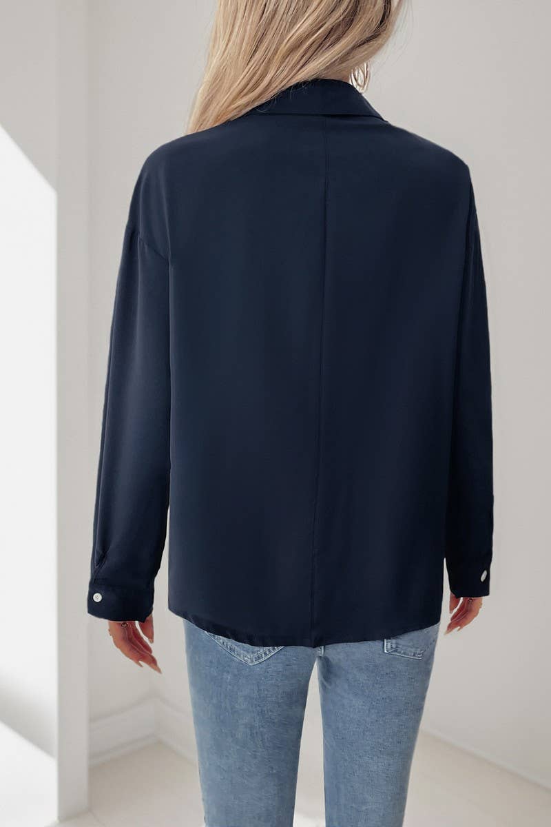 CWTBLL3720_NEW AUTUMN AND WINTER LONG-SLEEVED LAPEL SHIRT