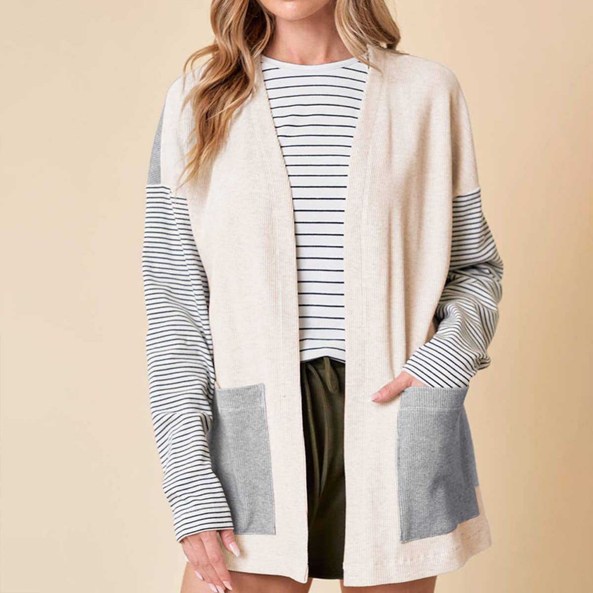 CASUAL STYLE MATCHING STRIPED PRINTED KNITWEAR