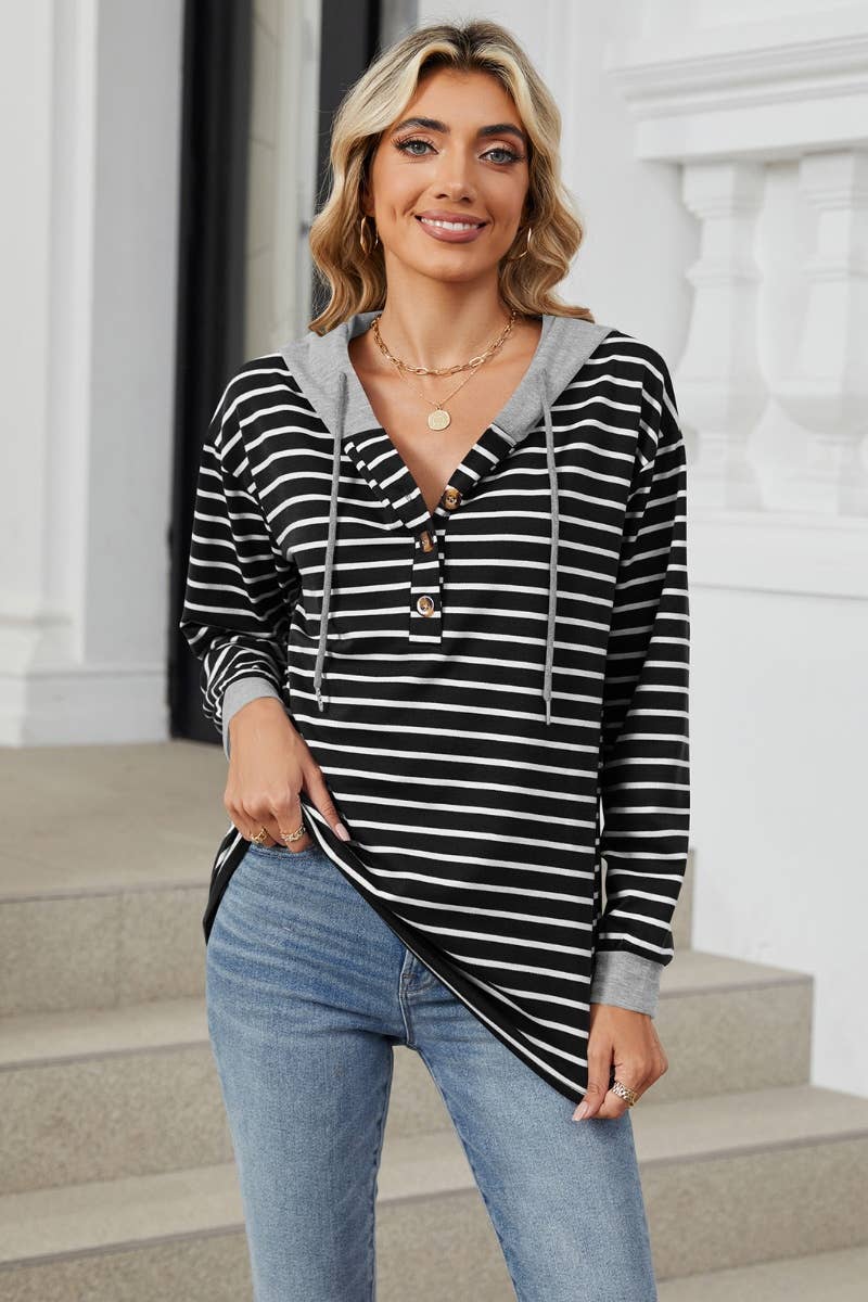 CWOHOL0995_LONG SLEEVED HOODIE WITH STRIPED MATCHING CAPS