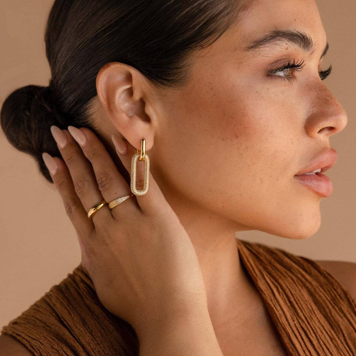 High-end micro-inlaid zircon pendant earrings