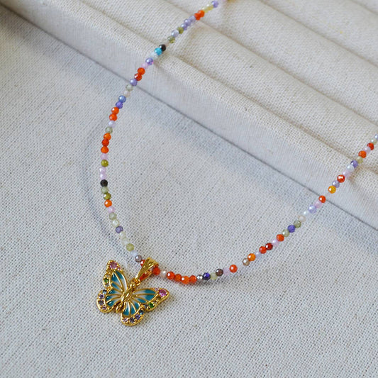 SWEET COLORFUL ZIRCON BEADED BRACELET NECKLACE
