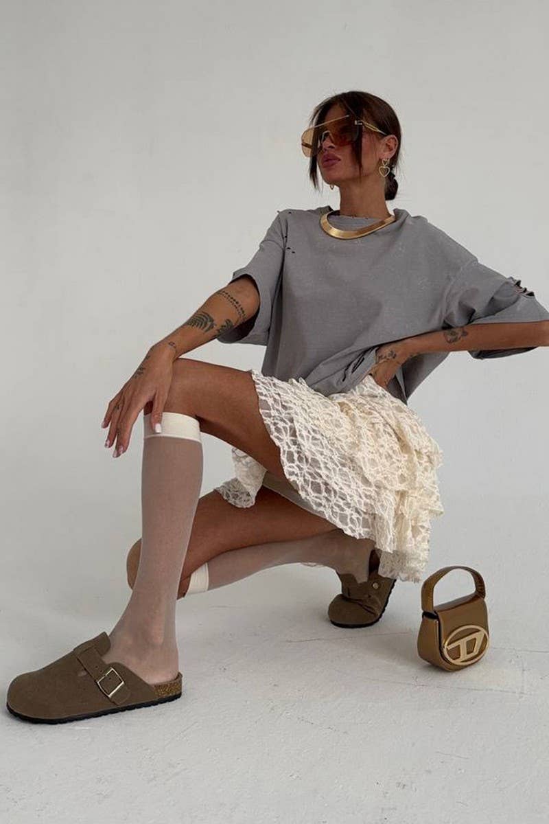 CWBSS0485_LACE RUFFLE HIGH WAIST SLIM A-LINE SKIRT