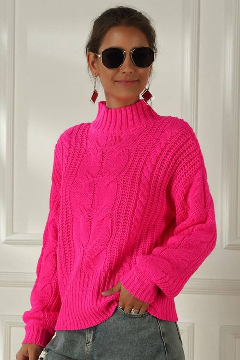 CWOSWL2688_NEON CABLE MOCK NECK SWEATER