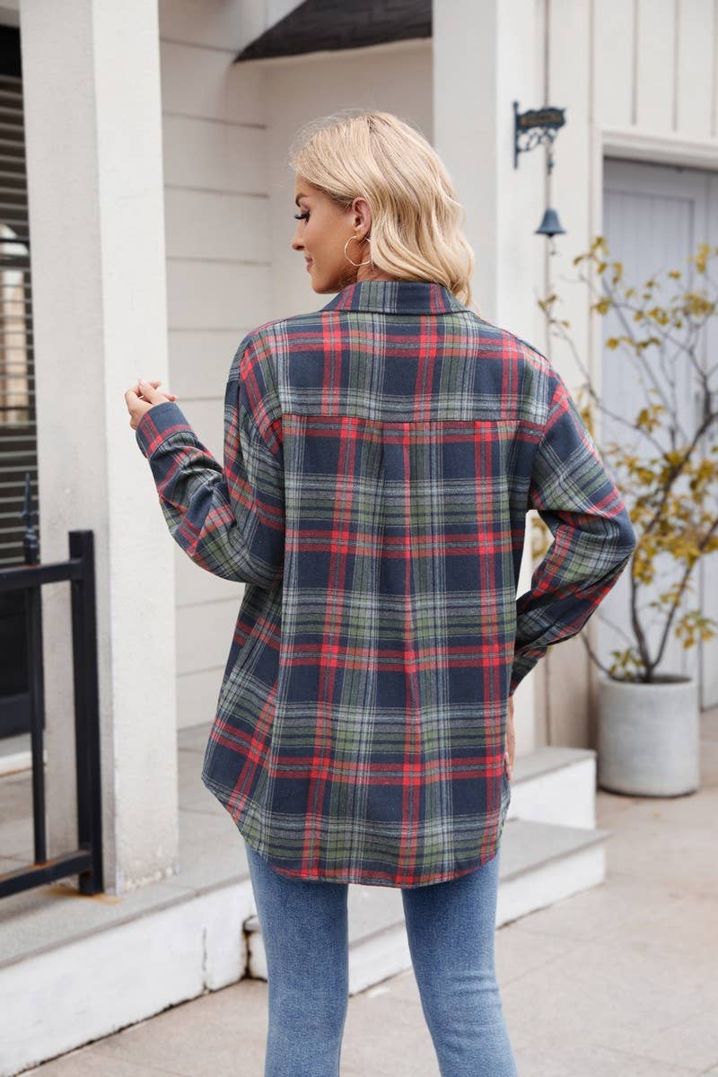 CWTSTL1693_LOOSE PLAID LONG SLEEVE POCKET SHIRT