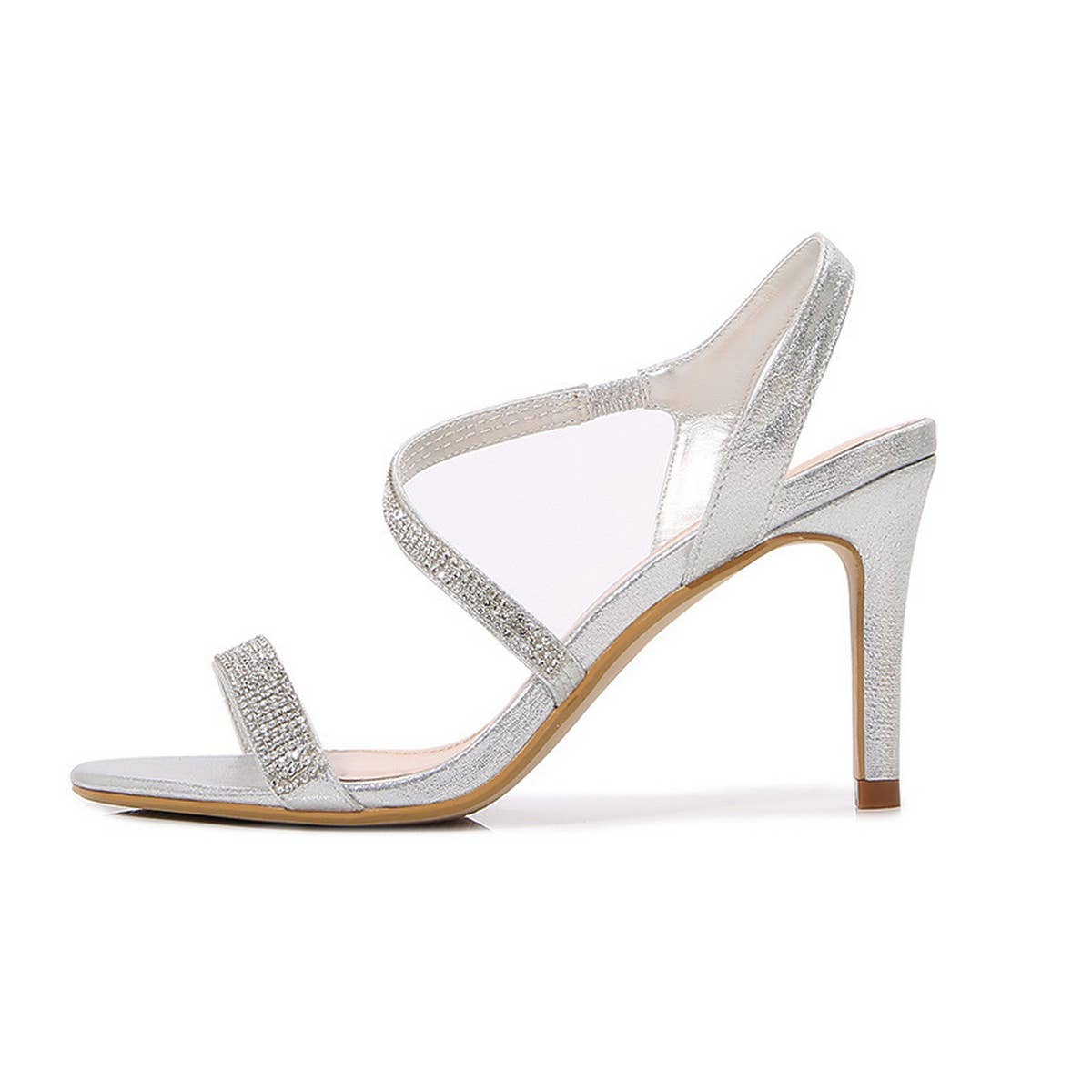 ROUND TOE RHINESTONE STILETTO PUMPS