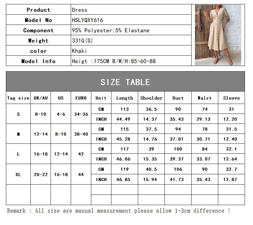 Button-up short sleeve slim V-neck dress