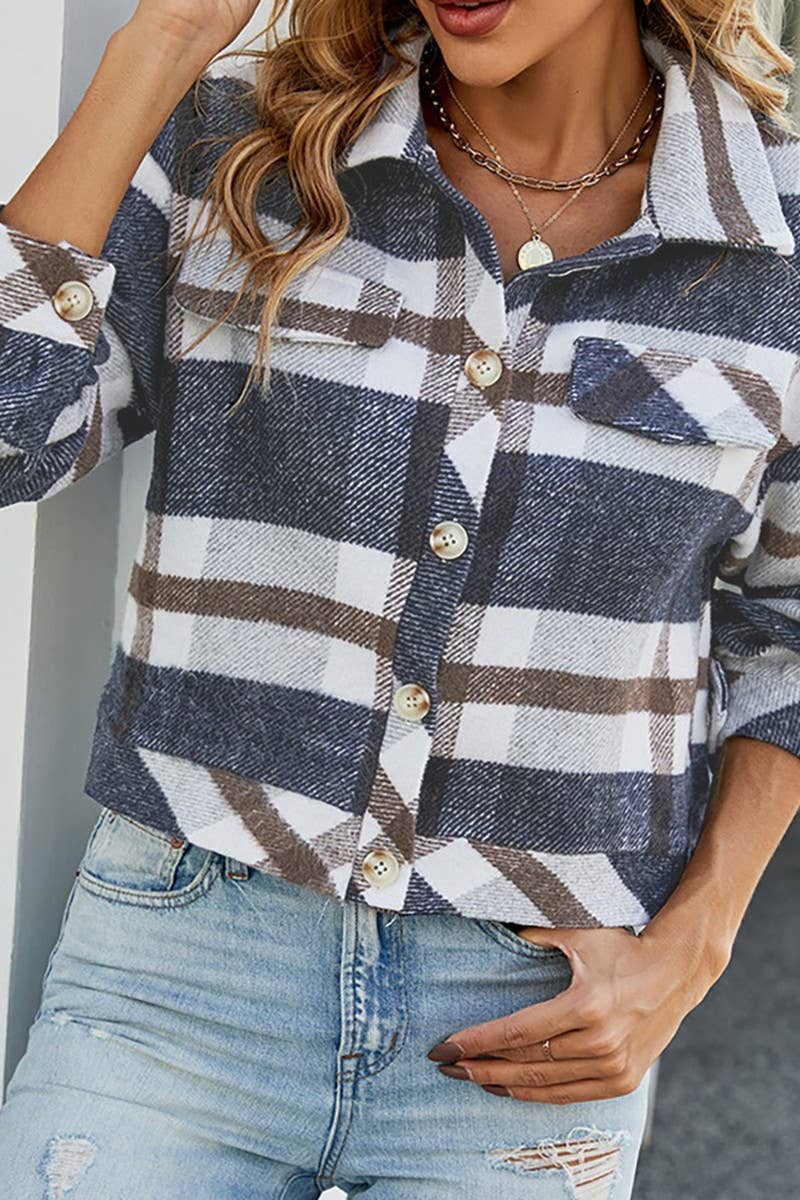 Casual plaid coat with loose lapels