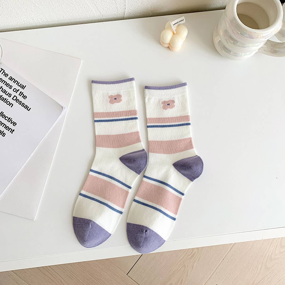 CUTE CARTOON PATTERN PURE COTTON MID-CALF SOCKS