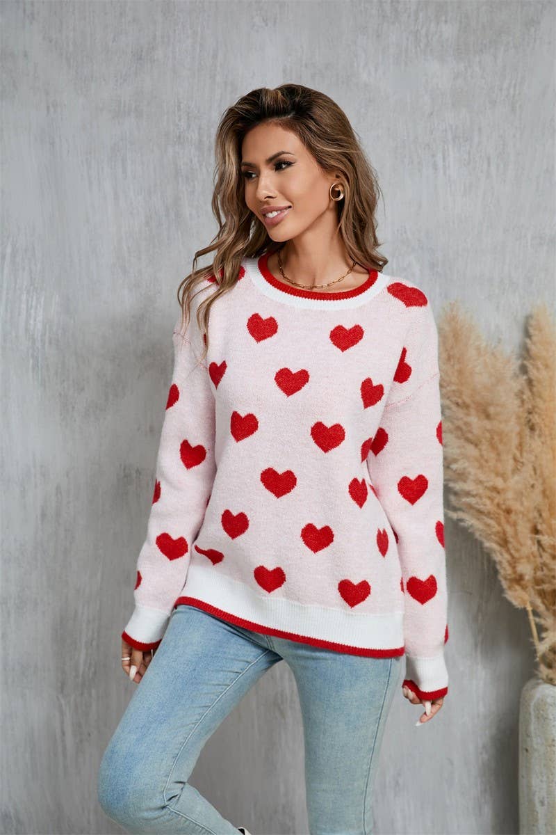 CWOSWL5761_LOVE JACQUARD VALENTINE'S DAY KNITTED SWEATER