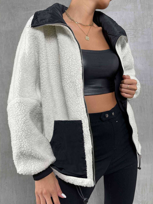 Fleece zipper knit jacket jacket
