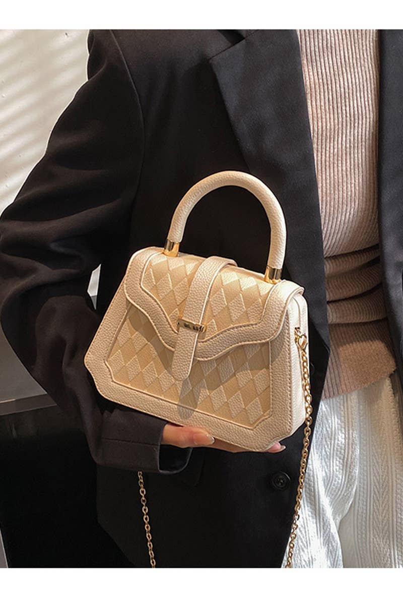 PLAID BOX HANDLE CROSS CHAIN SMALL BAG_CWAB0528