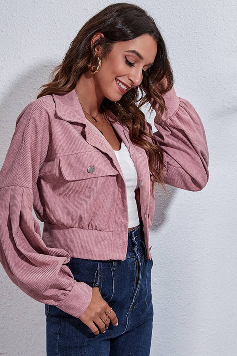 CWOJA1094_BALLOON SLEEVE CORDUROY SHORT JACKET