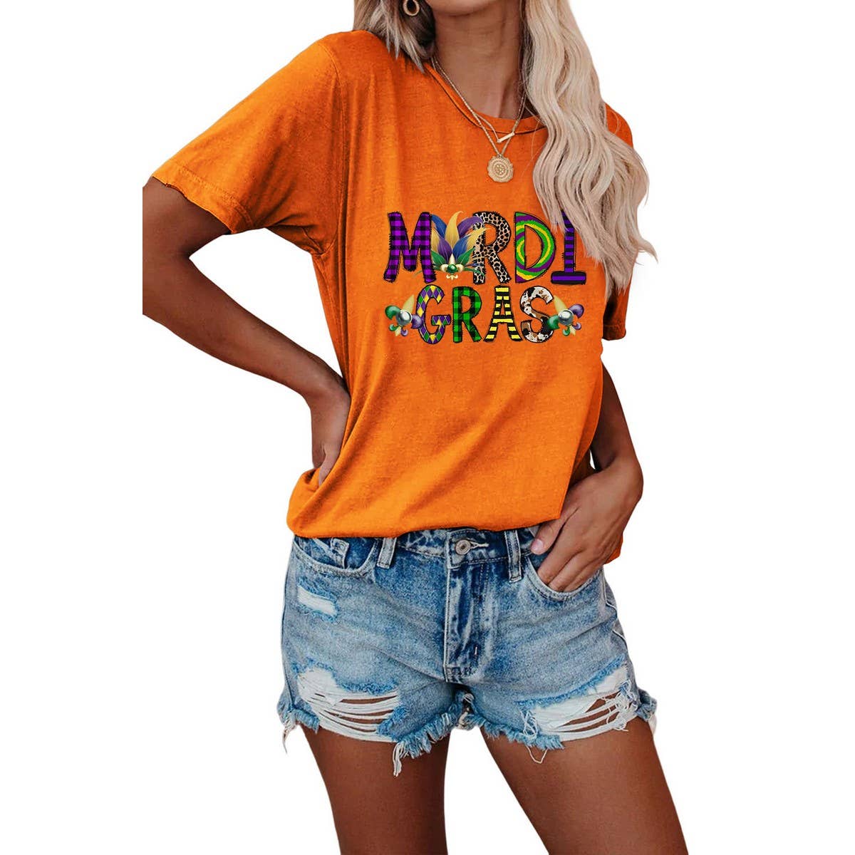 EASTER LOOSE PRINT ROUND NECK PULLOVER T SHIRT_CWTTS0798