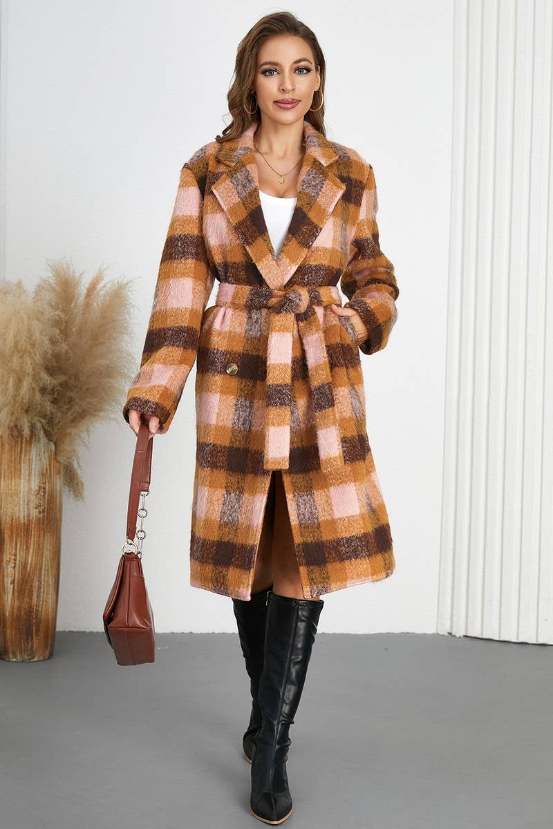 CWOCO0945_TIE-TIE LAPEL PLAID CONTRAST COLOR TWEED COAT