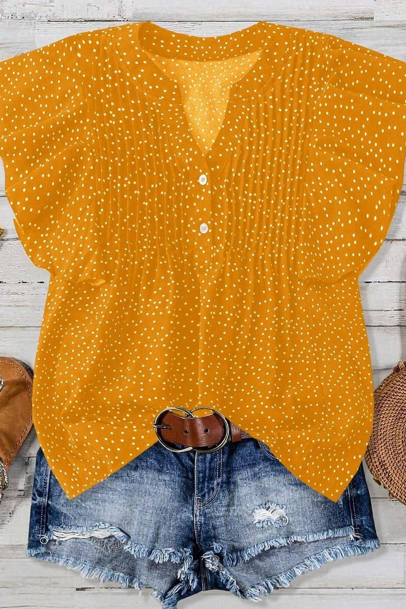 CWTTSL0333_SWEET PRINCESS SLEEVE V-NECK CHIFFON SHIRT