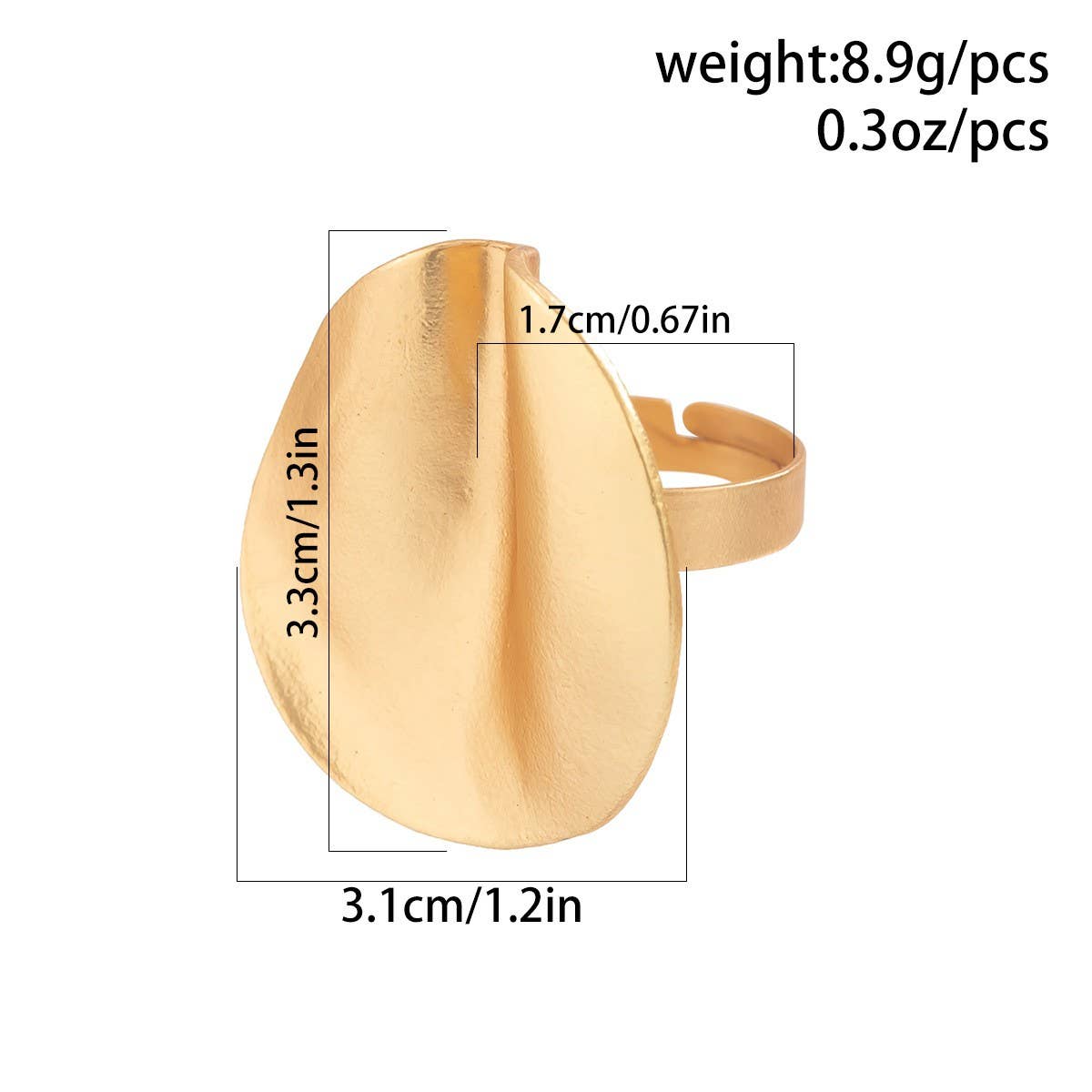 EXAGGERATED FRENCH DISC PLEATED METAL RING_CWAJE1824