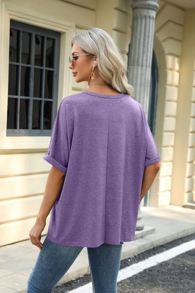 CWTTS1083_ROUND NECK SHORT SLEEVE BAGGY TOP