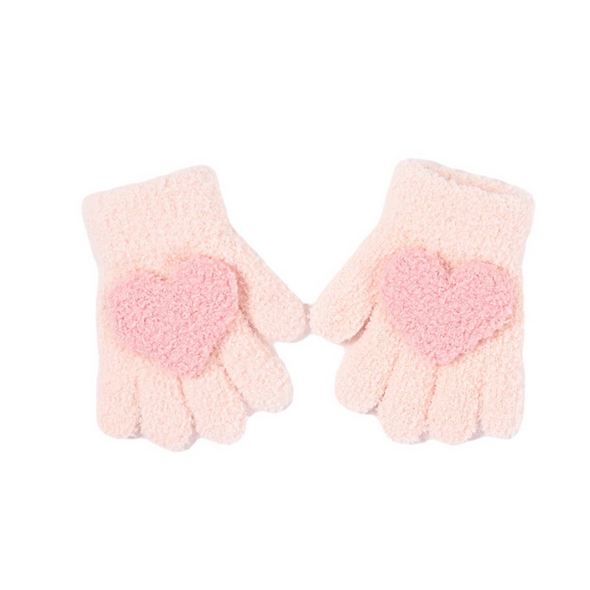 CWAG0279_FIVE-FINGER HEART KNITTED CHILDREN'S GLOVES