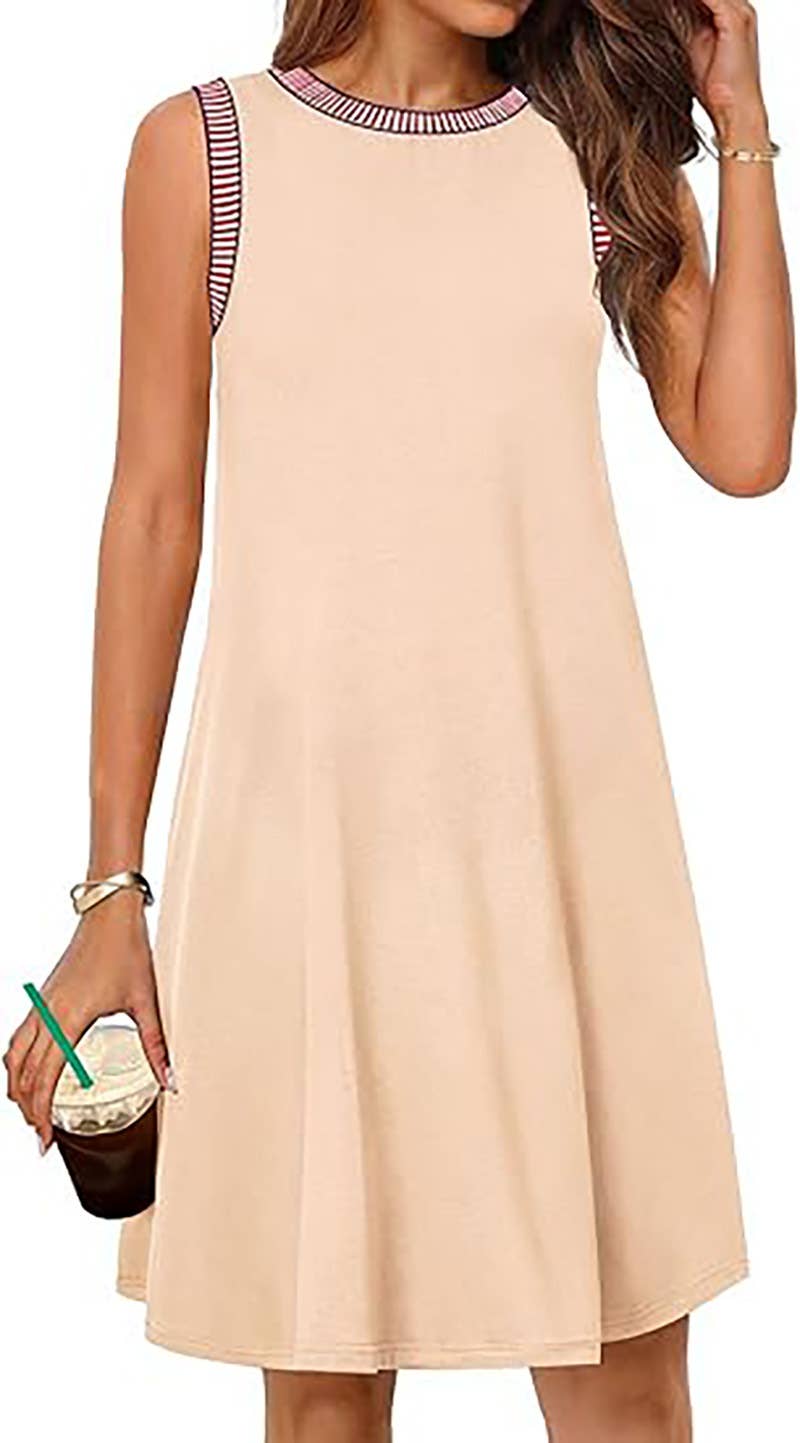 CREW-NECK LOOSE CASUAL SLEEVELESS MINI DRESS