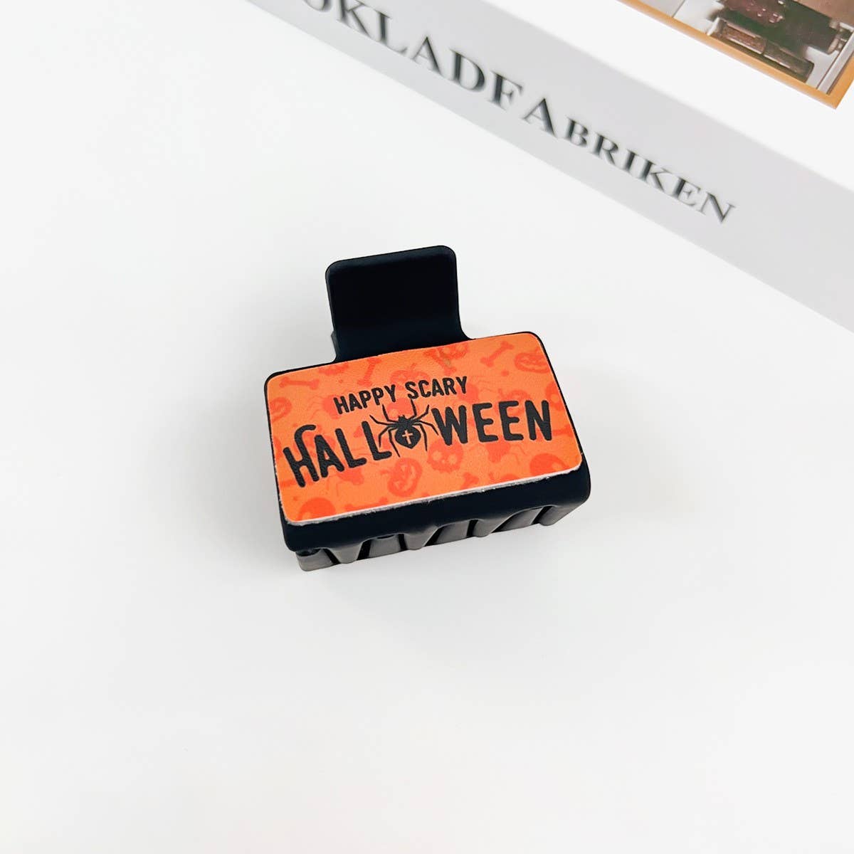 Gothic Halloween Claw Clip, Pumpkin & Ghost Design_CWAHA1443