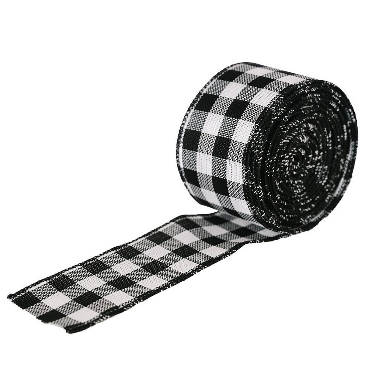 CWMM10205_PLAID CHRISTMAS RIBBON RED BLACK WHITE DECOR