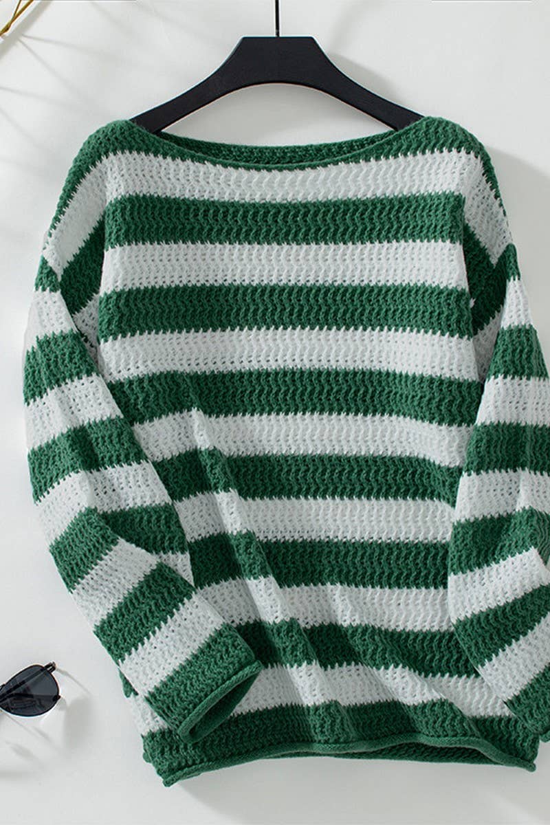 CWOSWL2814_CONTRAST STRIPED BOAT NECK SWEATER