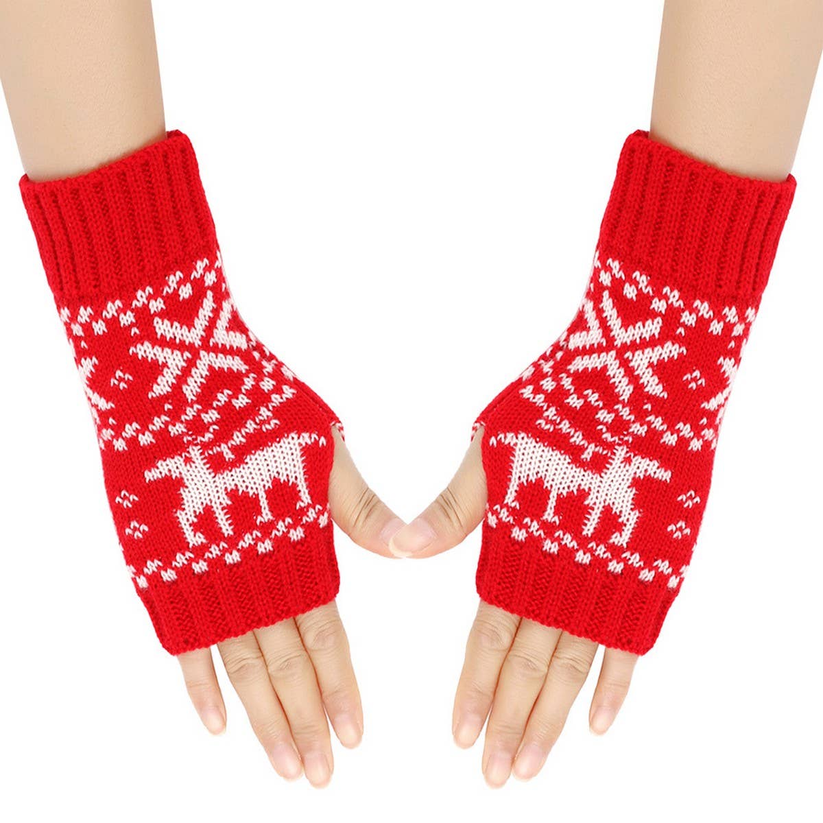 CWAG00536_WINTER CHRISTMAS REINDEER HALF FINGER GLOVES