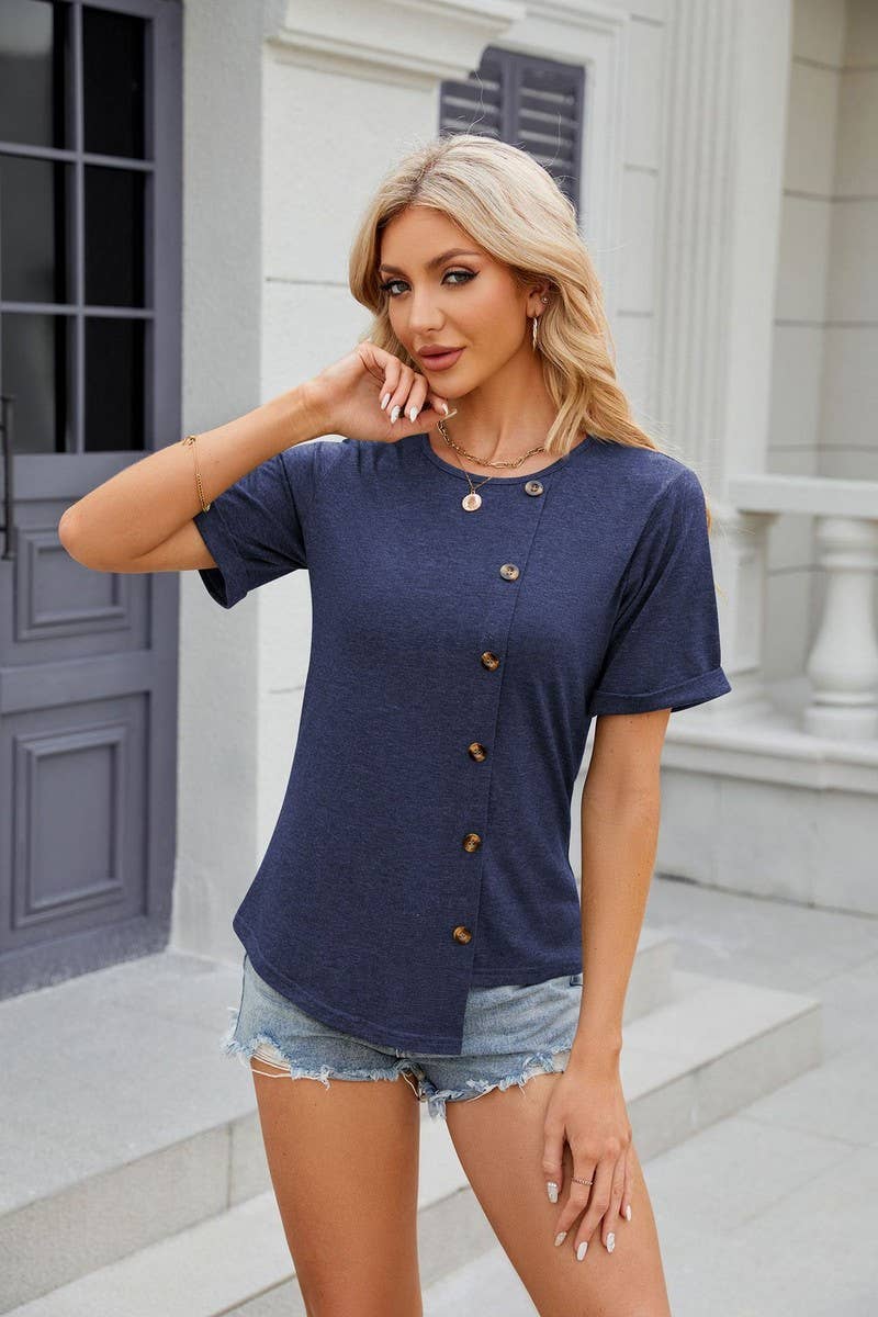 CWTTS0841_Round Neck Short Sleeve Knit Top