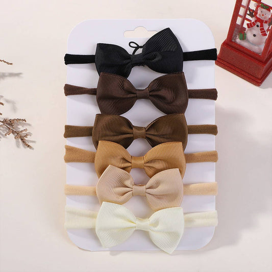 Kids Bow Headband Set ? Elastic Nylon No Marks